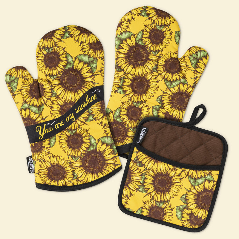 Sunflower You Are My Sunshine Oven Mitts And Potholder Set