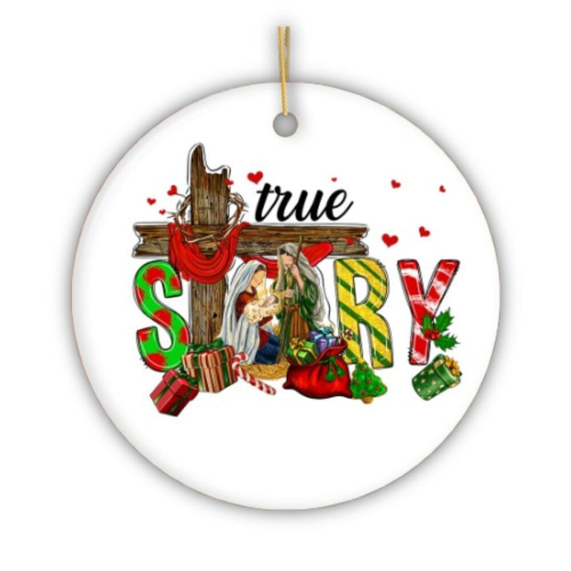 True Story Joseph and Mary Holiday Festive Christmas Ornament, Christian Nativity Gift