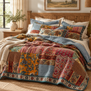 DaDa Bedding Dark Elegance Bohemian Floral Cotton Patchwork Bedspread Set (JHW-550)