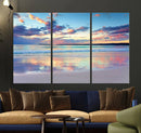 Sunset Beach Canvas Wall Art – Colorful Ocean Waves Canvas –