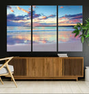 Sunset Beach Canvas Wall Art – Colorful Ocean Waves Canvas –