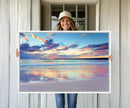 Sunset Beach Canvas Wall Art – Colorful Ocean Waves Canvas –