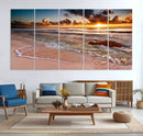Sunset Beach Canvas Wall Art – Serene Ocean Waves Triptych – by MyGreatCanvas | Canvas Wall Art Prints | Photo Prints & Wall Decor