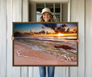 Sunset Beach Canvas Wall Art – Serene Ocean Waves Triptych –