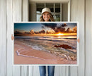 Sunset Beach Canvas Wall Art – Serene Ocean Waves Triptych –