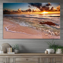 Sunset Beach Canvas Wall Art – Serene Ocean Waves Triptych –
