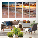 Sunset Beach Canvas Wall Art – Serene Ocean Waves Triptych –