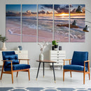 Sunset Beach Waves Canvas Wall Art – Triptych Ocean Print –