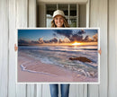 Sunset Beach Waves Canvas Wall Art – Triptych Ocean Print –