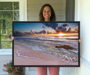 Sunset Beach Waves Canvas Wall Art – Triptych Ocean Print –