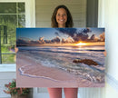 Sunset Beach Waves Canvas Wall Art – Triptych Ocean Print –
