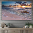 Sunset Beach Waves Canvas Wall Art – Triptych Ocean Print –
