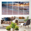 Sunset Beach Waves Canvas Wall Art – Triptych Ocean Print –