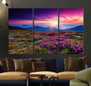 Sunset Over Mountain Meadows With Purple Wildflowers Wall by MyGreatCanvas | Canvas Wall Art Prints | Photo Prints & Wall Decor