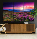 Sunset Over Mountain Meadows With Purple Wildflowers Wall by MyGreatCanvas | Canvas Wall Art Prints | Photo Prints & Wall Decor
