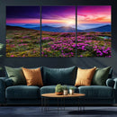 Sunset Over Mountain Meadows With Purple Wildflowers Wall by MyGreatCanvas | Canvas Wall Art Prints | Photo Prints & Wall Decor