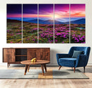Sunset Over Mountain Meadows With Purple Wildflowers Wall by MyGreatCanvas | Canvas Wall Art Prints | Photo Prints & Wall Decor