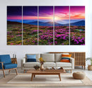 Sunset Over Mountain Meadows With Purple Wildflowers Wall by MyGreatCanvas | Canvas Wall Art Prints | Photo Prints & Wall Decor