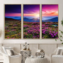 Sunset Over Mountain Meadows With Purple Wildflowers Wall by MyGreatCanvas | Canvas Wall Art Prints | Photo Prints & Wall Decor