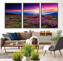 Sunset Over Mountain Meadows With Purple Wildflowers Wall by MyGreatCanvas | Canvas Wall Art Prints | Photo Prints & Wall Decor
