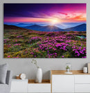 Sunset Over Mountain Meadows With Purple Wildflowers Wall by MyGreatCanvas | Canvas Wall Art Prints | Photo Prints & Wall Decor