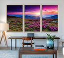 Sunset Over Mountain Meadows With Purple Wildflowers Wall by MyGreatCanvas | Canvas Wall Art Prints | Photo Prints & Wall Decor