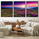 Sunset Over Mountain Meadows With Purple Wildflowers Wall by MyGreatCanvas | Canvas Wall Art Prints | Photo Prints & Wall Decor