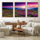 Sunset Over Mountain Meadows With Purple Wildflowers Wall by MyGreatCanvas | Canvas Wall Art Prints | Photo Prints & Wall Decor