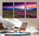 Sunset Over Mountain Meadows With Purple Wildflowers Wall by MyGreatCanvas | Canvas Wall Art Prints | Photo Prints & Wall Decor
