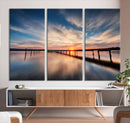 Sunset Pier Giclee Canvas Wall Art – Serene Coastal