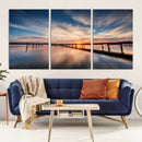Sunset Pier Giclee Canvas Wall Art – Serene Coastal