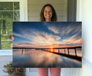 Sunset Pier Giclee Canvas Wall Art – Serene Coastal