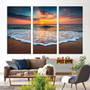 Sunset with Calm Waves on the Beach Wall Art Canvas Print