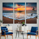 Sunset with Calm Waves on the Beach Wall Art Canvas Print by MyGreatCanvas | Canvas Wall Art Prints | Photo Prints & Wall Decor