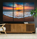 Sunset with Calm Waves on the Beach Wall Art Canvas Print