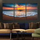Sunset with Calm Waves on the Beach Wall Art Canvas Print