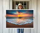 Sunset with Calm Waves on the Beach Wall Art Canvas Print