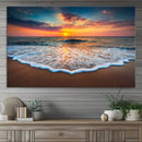 Sunset with Calm Waves on the Beach Wall Art Canvas Print