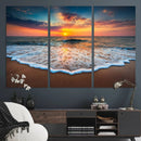 Sunset with Calm Waves on the Beach Wall Art Canvas Print
