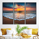 Sunset with Calm Waves on the Beach Wall Art Canvas Print