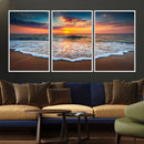 Sunset with Calm Waves on the Beach Wall Art Canvas Print