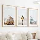 Surfer on the Sand Wall Art Set. Yellow Bus, Lifeguard Tower by Wall Art Set