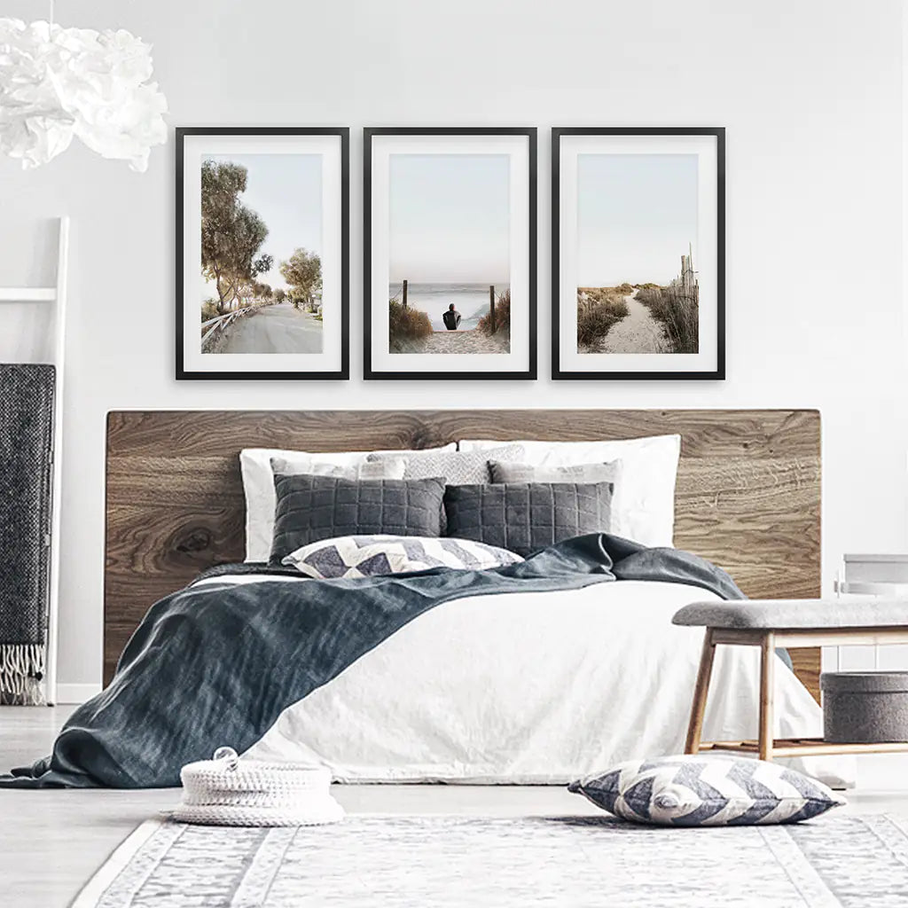 Surfer on the Beach. Coastal 3 Piece Wall Art, photo 2 of 13