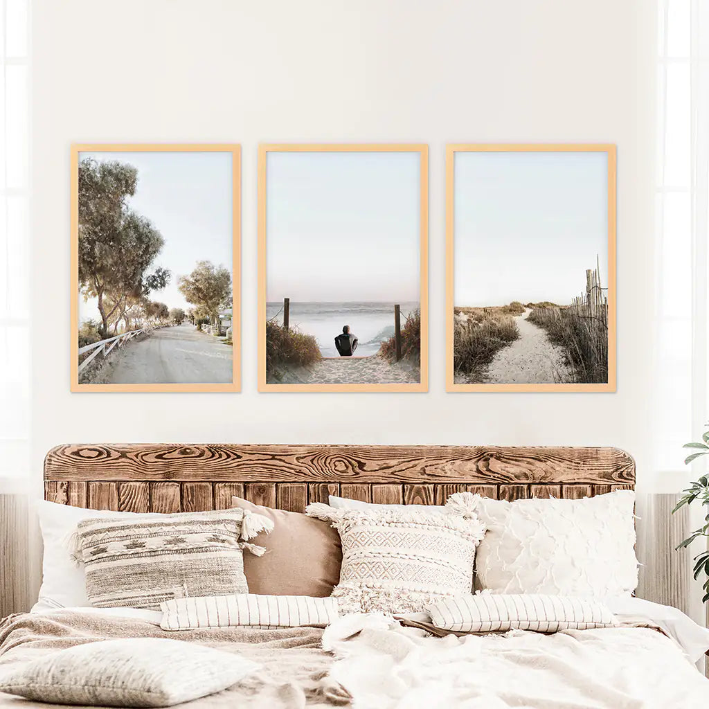 Surfer on the Beach. Coastal 3 Piece Wall Art, photo 7 of 13