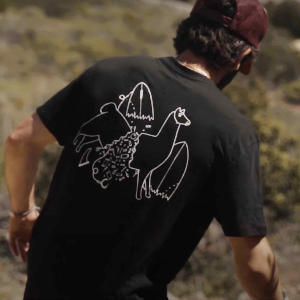 Surfing Llama Black Tee - Organic Cotton, photo 7 of 9