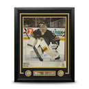 Jeremy Swayman in Goal Boston Bruins Autographed 11" x 14" Framed Hockey Photo by Dynasty Sports & Framing