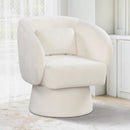 Swivel Accent Chair Upholstered Barrel Chair with Curved Back and Removable Lumbar Pillow by LJGDeals