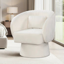 Swivel Accent Chair Upholstered Barrel Chair with Curved Back and Removable Lumbar Pillow by LJGDeals