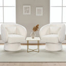 Swivel Accent Chair Upholstered Barrel Chair with Curved Back and Removable Lumbar Pillow by LJGDeals