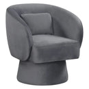 Swivel Accent Chair Upholstered Barrel Chair with Curved Back and Removable Lumbar Pillow by LJGDeals